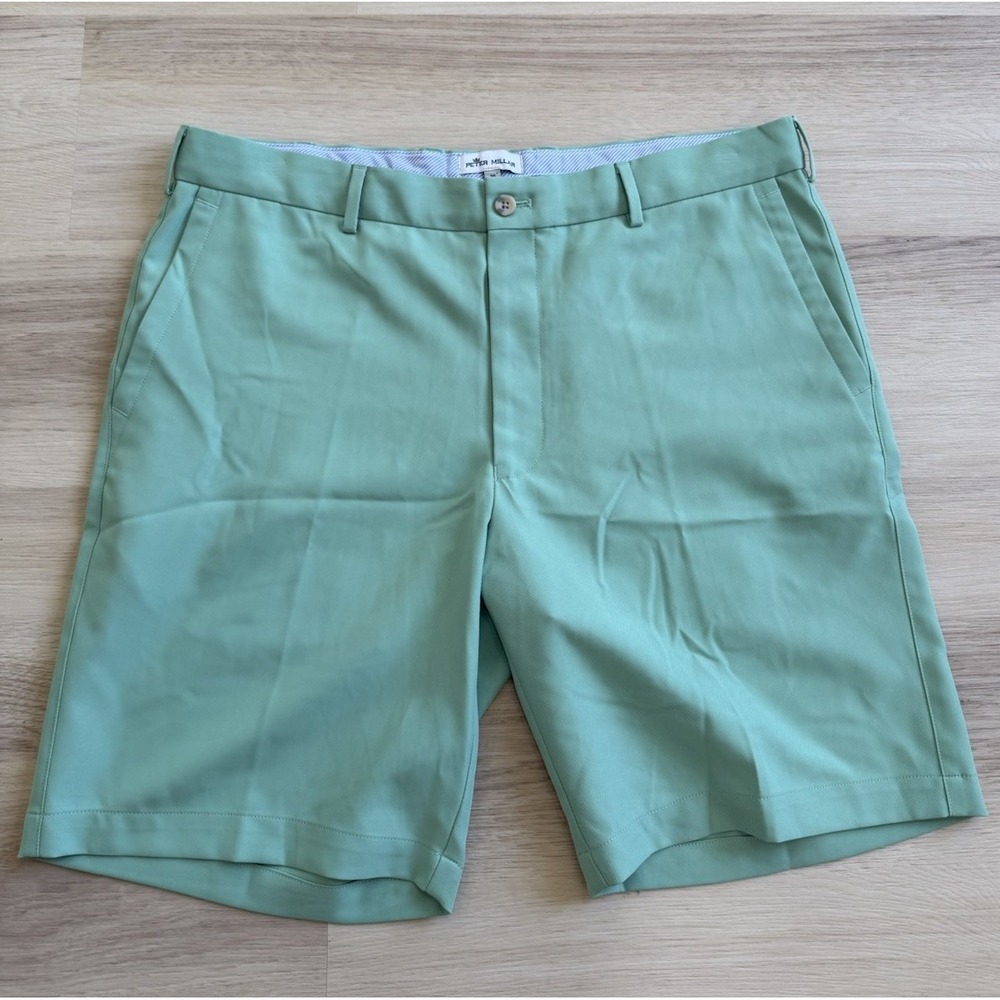 Peter Millar Salem Performance Shorts 9" Men's Size 36 Golf Stretch Mint Green